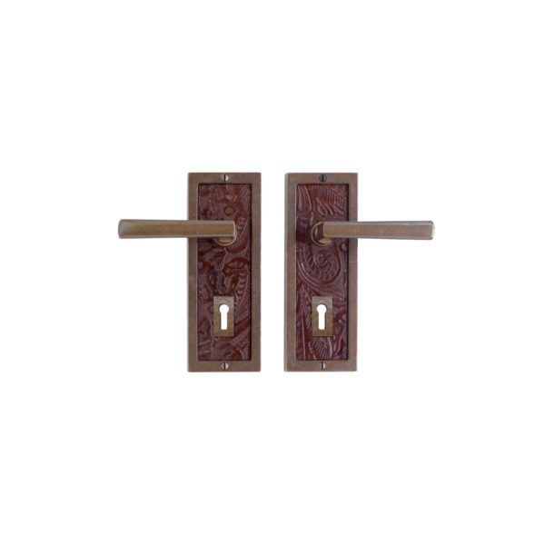 Designer Leather Bit-Key Lock - 76mm x 203mm 1 BK110 L304 RMH Bronze Interior Door Set 1