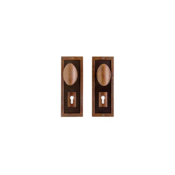 Designer Leather Euro Profile - 76mm x 203mm - BR and chocolate leather 1 EU110 K268 RMH Bronze Interior Door Set