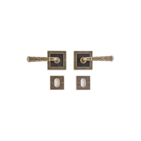 Square Designer Leather Oval Cylinder - 76mm 1 SL103 L182 OC203 RMH Bronze Interior Door Set