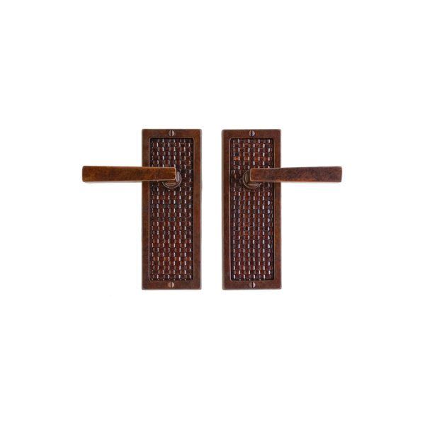 Designer Leather Latch Set - 76mm x 203mm 1 SL110 L304 RMH Bronze Interior Door Set