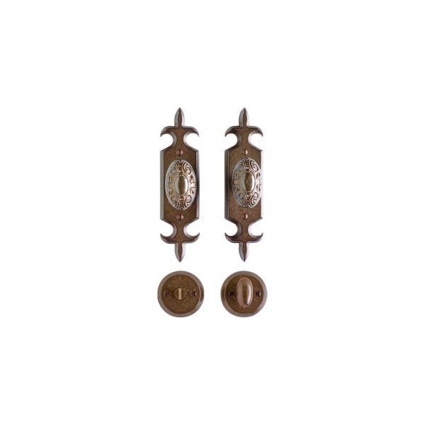 Fleur de Lis Bathroom Lock - 51mm x 203mm 1 SL828 K230 BL413 RMH Bronze Interior Door Set